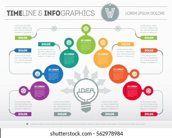 Vector infographic of technology or education process. Business concept with 7 options - from idea to final product. Web Template of a pyramidal chart, diagram. Part of the report with icons set