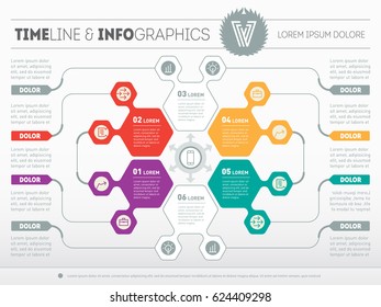 Vector infographic of technology or education process. Business presentation concept with 4 active and 2 additional options. Web Template of a circle info chart or diagram. Part of the report. 