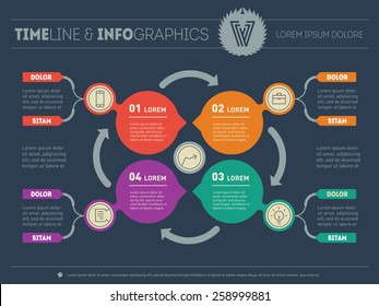 Vector infographic of technology process. Diagram template for your business presentation with text areas and icons.