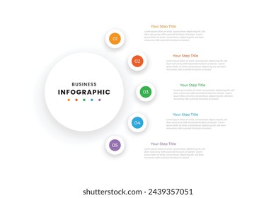 Vector infographic template with 05 steps. Circular infographic set with multi color design.