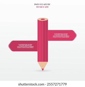 Vector infographic template with 2 steps, options, parts or processes. Creative pencil concept.