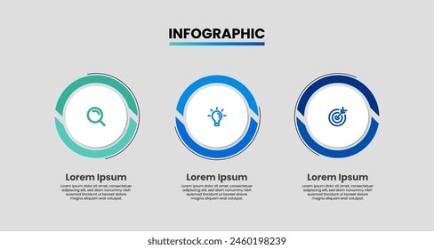 Vector infographic template with 3 options or steps. Circle infographic element design for business concept, presentation, flowchart, diagram, banner