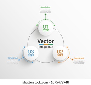 Vector  infographic template with 3 steps for business.  Can be used for workflow layout, diagram, annual report, web design. Concept element with 3 options or processes  