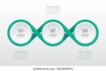 Vector infographic template with 3 steps, options, parts or processes. Presentation of teamwork or business processes. Concept of molecule or infinity sign.