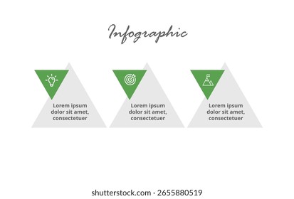 Vector Infographic Template with 3 Steps for Business Workflow, Marketing Strategy, Timeline Planning, Corporate Growth, and Visual Presentation.