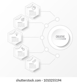 Vector infographic template with 3D paper label, integrated circles. Business concept with options. For content, diagram, flowchart, steps, parts, timeline infographics, workflow layout, chart