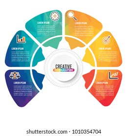 Vector infographic template with 3D paper label, integrated circles. Business concept with options. For content, diagram, flowchart, steps, parts, timeline infographics, workflow layout, chart.