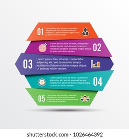Plantilla de infografía vectorial con etiqueta de papel 3D, círculos integrados. Concepto de negocio con opciones. Para contenido, diagrama, diagrama de flujo, pasos, piezas, infografías de línea de tiempo, diseño de flujo de trabajo, gráfico