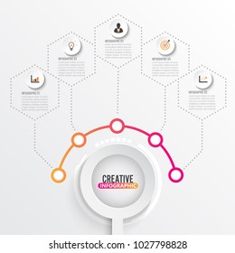 Vector infographic template with 3D paper label, integrated circles. Business concept with options. For content, diagram, flowchart, steps, parts, timeline infographics, workflow layout, chart.