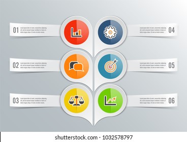 Vector infographic template with 3D paper label, integrated circles. Business concept with options. For content, diagram, flowchart, steps, parts, timeline infographic