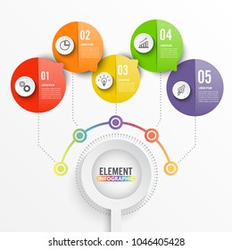 Vector infographic template with 3D paper label, integrated circles. Business concept with options. For content, diagram, flowchart, steps, parts, timeline infographics, workflow layout, chart