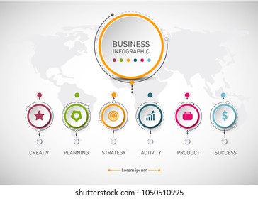 	
Vector infographic template with 3D paper label, integrated circles. Business concept with options. For content, diagram, flowchart, steps, parts, timeline infographics, workflow layout, chart