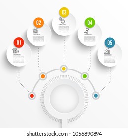 Vector infographic template with 3D paper label, integrated circles. Business concept with options. For content, diagram, flowchart, steps, parts, timeline infographics, workflow layout, chart.