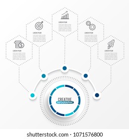Vector infographic template with 3D paper label, integrated circles. Business concept with options. For content, diagram, flowchart, steps, parts, timeline infographics, workflow layout, chart.