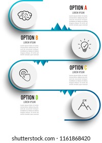 Vector infographic template with 3D paper label, integrated circles. Business concept with 4 options. For content, diagram, flowchart, steps, parts, timeline infographics.