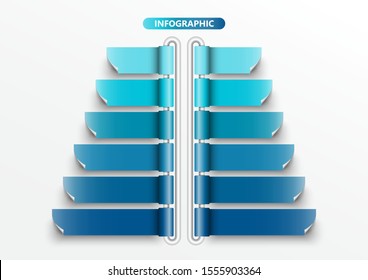 Vector infographic template with 3D paper label, integrated circles. Business concept with 12 options. For content, diagram, flowchart, steps, parts, timeline infographics, workflow, chart.