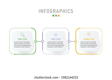 Vector infographic template with 3D paper label, integrated circles. Business concept with 3 options. For content, diagram, flowchart, steps, parts, timeline infographics.