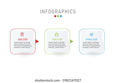 Vector infographic template with 3D paper label, integrated circles. Business concept with 3 options. For content, diagram, flowchart, steps, parts, timeline infographics.