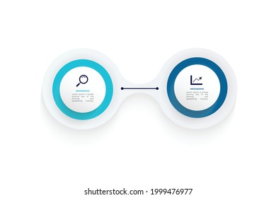 Vector infographic template with 3D paper label, integrated circles. Business concept with 2 options. For content, diagram, flowchart, steps, parts, timeline infographics.