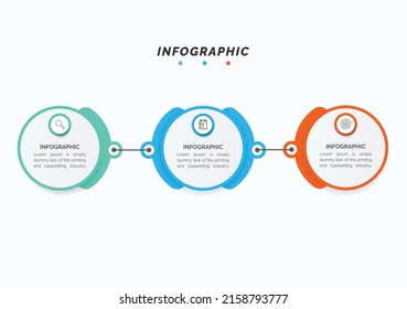Vektorgrafik-Vorlage mit 3D-Papieretikett, integrierte Kreise. Geschäftskonzept mit 3 Optionen. Für Inhalt, Diagramm, Flussdiagramm, Schritte, Teile