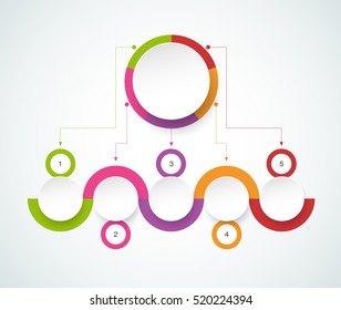 Vector infographic template with 3D paper label, integrated circles. Business concept with options. For content, diagram, flowchart, steps, parts, timeline infographics, workflow layout, chart