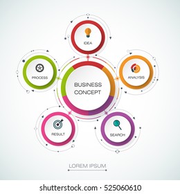 Vector infographic template with 3D paper label, integrated circles. Business concept with options. For content, diagram, flowchart, steps, parts, timeline infographics, workflow layout, chart



