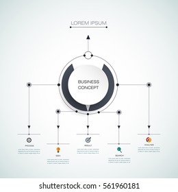 Vector infographic template with 3D paper label, integrated circles. Business concept with options. For content, diagram, flowchart, steps, parts, timeline infographics, workflow layout, chart