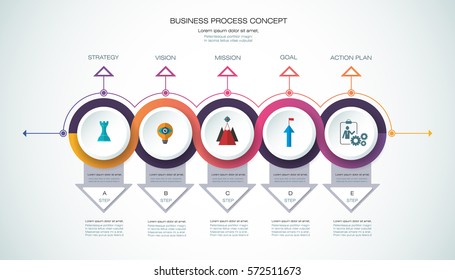 Vector infographic template with 3D paper label, integrated circles. Business process concept with options. For content, diagram, flowchart, parts, timeline infographics, workflow layout, chart