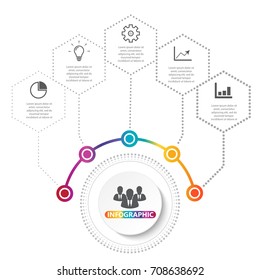 Vector infographic template with 3D paper label, integrated circles. Business concept with options. For content, diagram, flowchart, steps, parts, timeline infographics, workflow layout, chart.