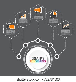 Vector infographic template with 3D paper label, integrated circles. Business concept with options. For content, diagram, flowchart, steps, parts, timeline infographics, workflow layout, chart