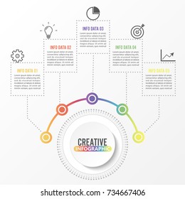 Vector infographic template with 3D paper label, integrated circles. Business concept with options. For content, diagram, flowchart, steps, parts, timeline infographics, workflow layout, chart
