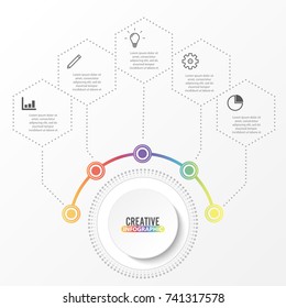 Vector infographic template with 3D paper label, integrated circles. Business concept with options. For content, diagram, flowchart, steps, parts, timeline infographics, workflow layout, chart