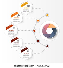 Vector infographic template with 3D paper label, integrated circles. Business concept with options. For content, diagram, flowchart, steps, parts, timeline infographics, workflow layout, chart