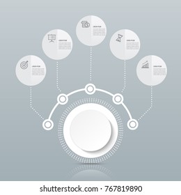 Vector infographic template with 3D paper label, integrated circles. Business concept with options. For content, diagram, flowchart, steps, parts, timeline infographics, workflow layout, chart