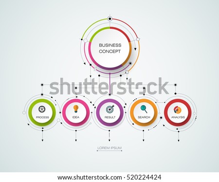 Vector infographic template with 3D paper label, integrated circles. Business concept with options. For content, diagram, flowchart, steps, parts, timeline infographics, workflow layout, chart