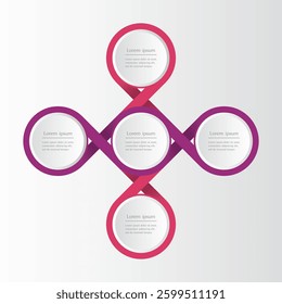 Vector infographic template with 4 or 5 steps, options, parts or processes. Presentation of teamwork or business processes. Concept of molecule or infinity sign.