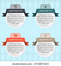 Vector Infographic Template with 4 Clearly Defined Steps and Engaging Icons, for Business Strategy, Marketing Reports, Financial Planning, and Project Workflow Presentations in a Modern Flat Aesthetic