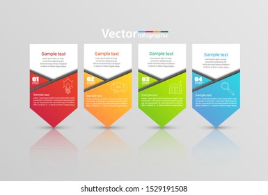 Vector infographic template with 4 options, workflow, process chart. Timeline infographics design vector can be used for workflow layout, diagram, annual report, web design, steps or processes. 
