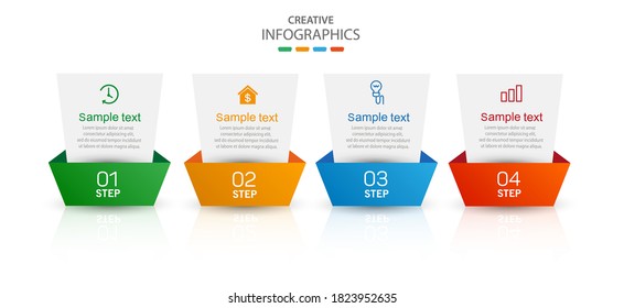 Vector infographic template with 4 options, workflow, process chart. 