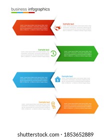 Vector infographic template with 4 options, steps, workflow, process chart. Can be used for workflow layout, diagram, annual report, web design 