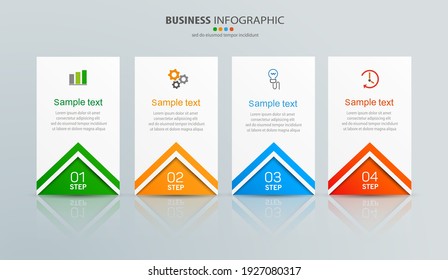 Plantilla de infografía vectorial con 4 opciones, flujo de trabajo, diagrama de procesos. El vector de diseño de infografías de línea de tiempo puede utilizarse para el diseño de flujos de trabajo, diagrama, informe anual, diseño web, pasos o procesos 