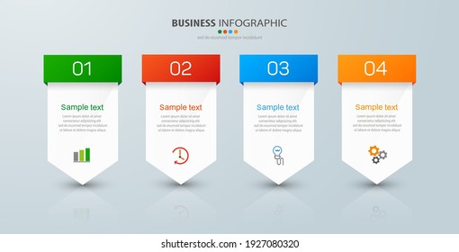 Vector  infographic template with 4 options, workflow, process chart. Timeline infographics design vector can be used for workflow layout, diagram, annual report, web design, steps or processes 