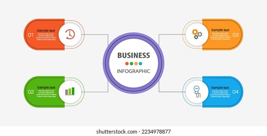 Vector infographic template with 4 options, workflow, process chart. Can be used for workflow layout, diagram, annual report, web design, steps or processes  