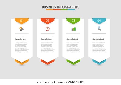Vector infographic template with 4 options, workflow, process chart. Can be used for workflow layout, diagram, annual report, web design, steps or processes  