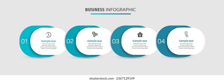 Plantilla de infografía vectorial con 4 opciones o pasos. Se puede utilizar para diseño de flujo de trabajo, diagrama, informe anual, diseño web