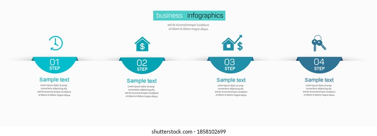 Vector  infographic template with 4 steps for business.  Can be used for workflow layout, presentations, diagram, annual report, web design