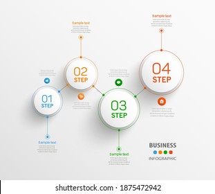 Vector  infographic template with 4 steps for business.  Can be used for workflow layout, diagram, annual report, web design. Concept element with 4 options or processes  