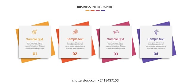 Vector infographic template with 4 steps for business. Can be used for workflow layout, presentations, diagram, annual report, web design