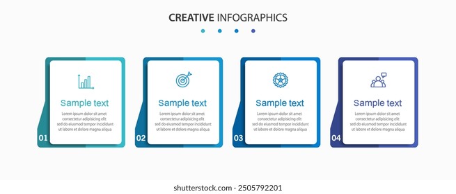 Vector infographic template with 4 steps for business. Can be used for workflow layout, presentations, diagram, annual report, web design	