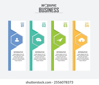 Vector infographic template with 4 steps. Can be used for web design, timeline, diagram, chart, graph, business presentation.